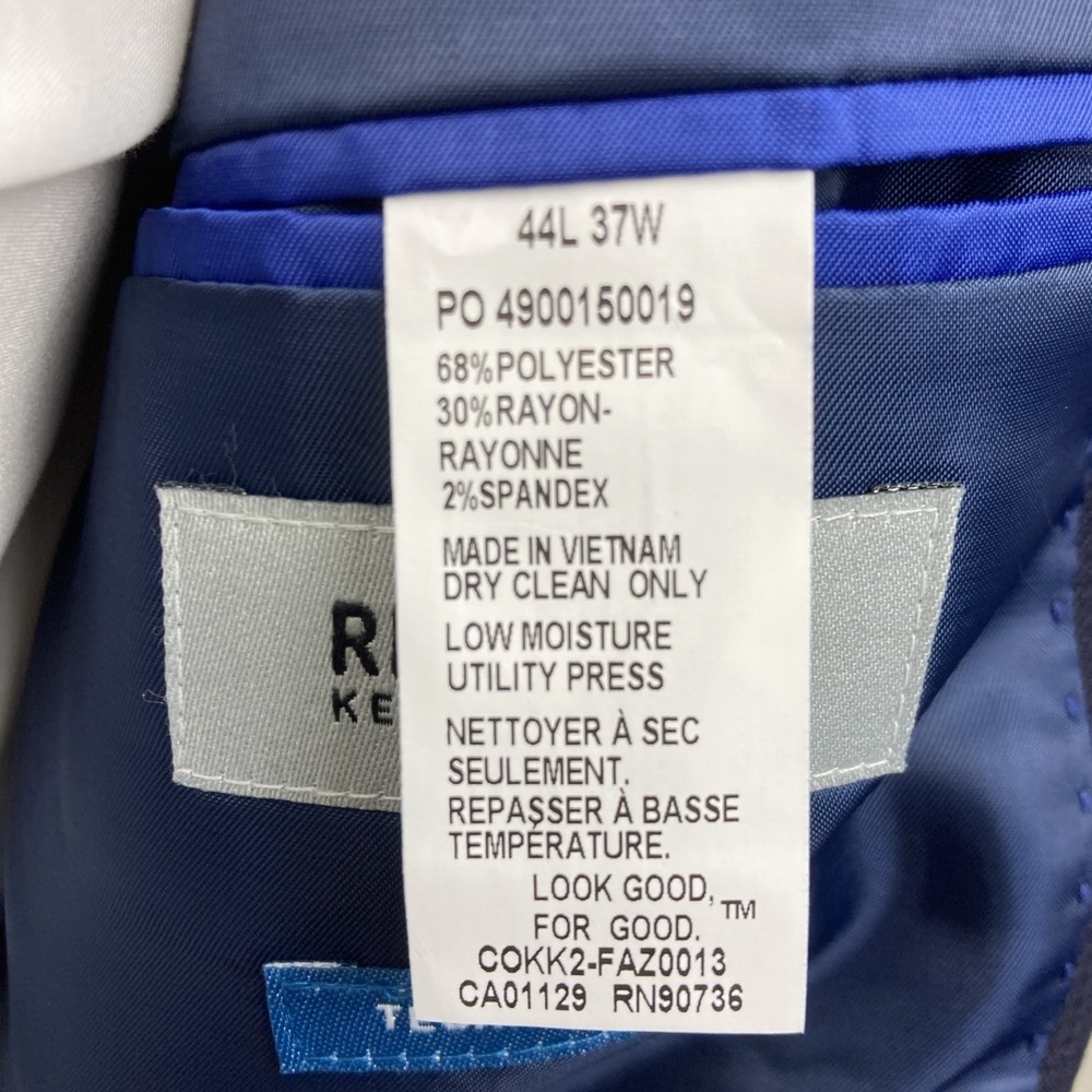 Kenneth Cole Reaction Men 2-pc Techni-Cole Suit Navy Jacket 44L Pant 37W 32L - Picture 11 of 14